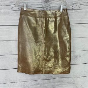 Genuine Leather Express Mini Skirt in Gold